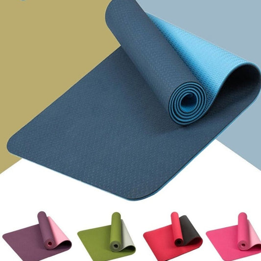 This textured, non-slip mat delivers premium performance. Its comfortable 6mm thickness provides comfort to joints and features dual colors to suit any mood.