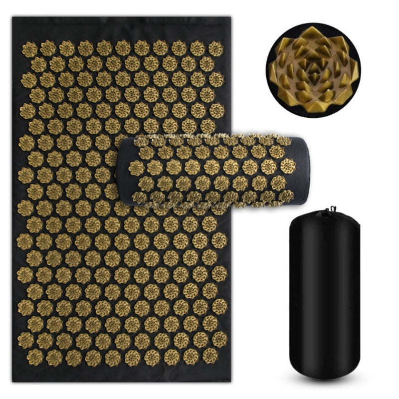 Enjoy a massage and some relaxation with this pressure points mat and pillow. It is a must after a hard day at work, a workout or just to add to your Zen time. Gold