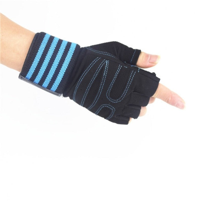 Prevent callouses from forming, try our half finger weight lifting gloves with elastic wrist wraps. Our gloves have anti-skid padded palms, are made of breathable microfiber and polyester. Easy removal by pulling on the quick release tabs.